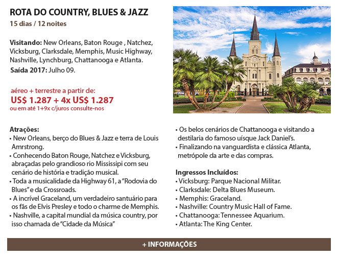 ROTA DO COUNTRY, BLUES & JAZZ