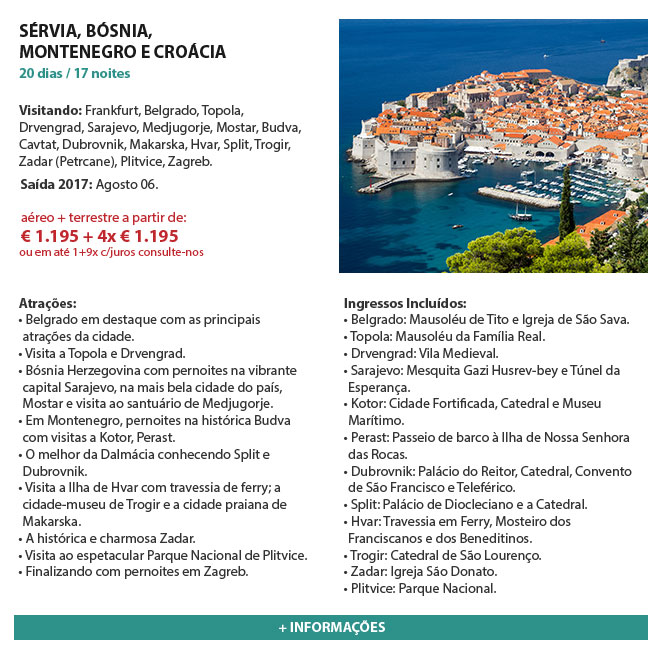 SÉRVIA, BÓSNIA, MONTENEGRO E CROÁCIA